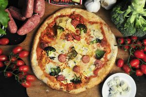 VEGAN Pizza Broccoli  & Sausages   at Pizzare in Berlin