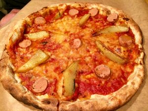 Potato and vegan sausage pizza  at Pizzare in Berlin