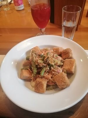 Gado Gado salad (crispy fried tofu, sweet and spicy peanut dressing) at Dux Dine in Christchurch