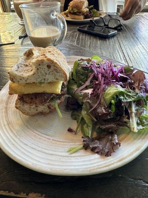 Gluten free, vegan, breakfast sandwichh  at The Corner Beet in Denver