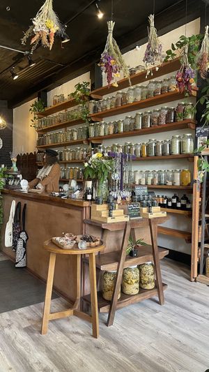 Built in apothecary - very cool!  at The Corner Beet in Denver