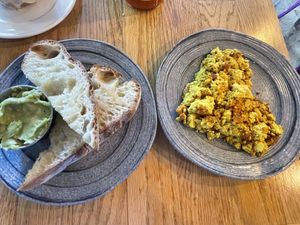 Avocado toast and tofu scramble   at The Corner Beet in Denver