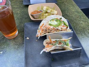 Banh mi tacos and yuca fries  at Vital Root in Denver