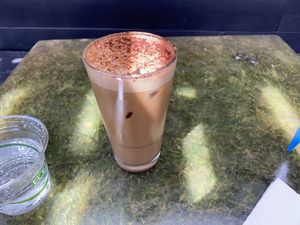 Iced chagaccino with oat milk  at Vital Root in Denver