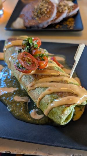 Vegan breakfast burrito at Vital Root in Denver