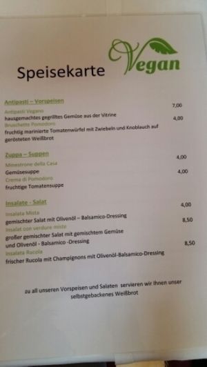 vegan menu page 2 at Castello in Ingolstadt