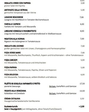 Lunch time card at Castello in Ingolstadt