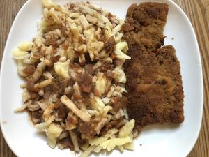 swabian pasta with vegan steak  at Leckerschmecker Küchenfee in Waiblingen