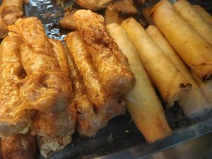 Yam roll and spring roll at Fang Lin Vegetarian in West Singapore