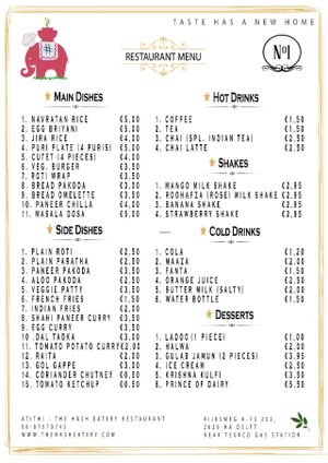 Atithi Menu - First Vegetarian Fast Food Indian Restaurant in Netherlands at Atithi in Delft