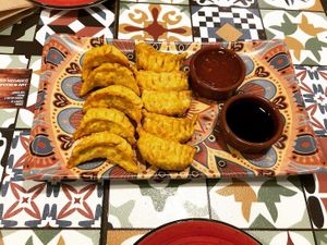 Gyozas at Distrito Vegano in Madrid