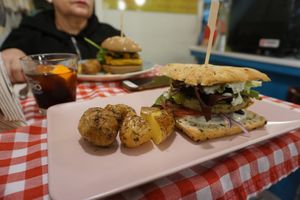 Vegan burger  at Distrito Vegano in Madrid