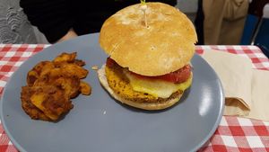 Quinoa burger at Distrito Vegano in Madrid