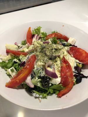 Greek salad  at Distrito Vegano in Madrid