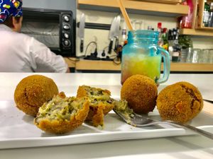 Yummy Vegan Croquetas at Distrito Vegano in Madrid