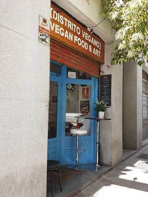 The outside at Distrito Vegano in Madrid