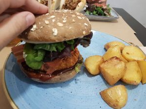 Korean burger at Distrito Vegano in Madrid