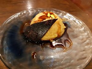 Dessert / Crema catalana-Creme caramel  at La Encomienda in Madrid