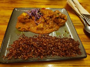 African tofu peanut stew at La Encomienda in Madrid