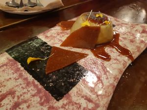 Dessert / Flan de crema catalana at La Encomienda in Madrid