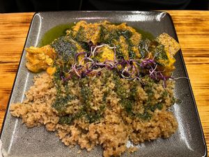 Rice with peanut tofu stew   at La Encomienda in Madrid