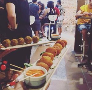 Different flavors croquettes at La Encomienda in Madrid