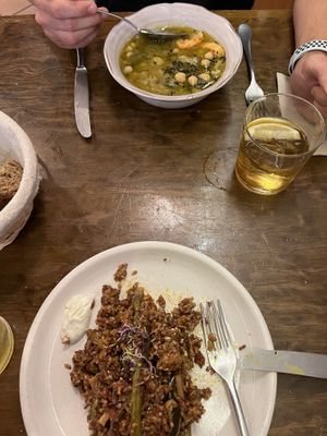 Simple looking food but tasty and cheap  at La Encomienda in Madrid