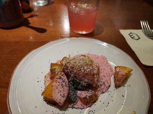 Menu of the day / Starter/ roasted vegetables at La Encomienda in Madrid