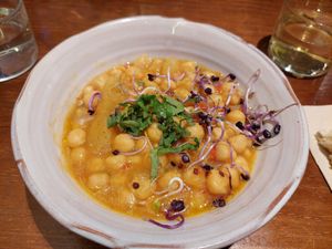 Menu of the day / Main / chickpea and aubergine stew at La Encomienda in Madrid