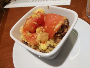 Complimentary tapa: cous-cous at La Encomienda in Madrid