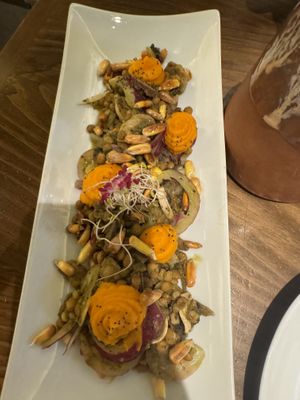 Raw food dish  at La Encomienda in Madrid