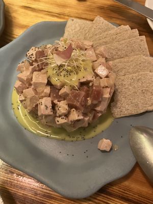 Tofu and Tuna Tartar   at La Encomienda in Madrid