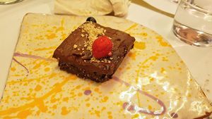 Chocolate cake at La Encomienda in Madrid