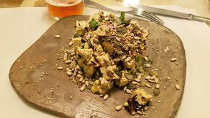 Tofu with guacamole at La Encomienda in Madrid