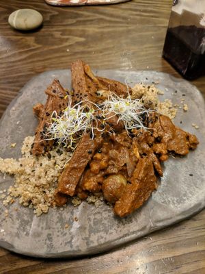 seitan mole sauce with quinoa. lovely! at La Encomienda in Madrid