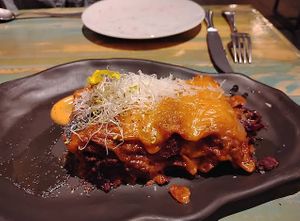 Red cabbage lasagna  at La Encomienda in Madrid