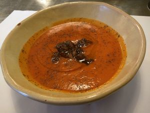 RAW tomato pear soup at La Encomienda in Madrid