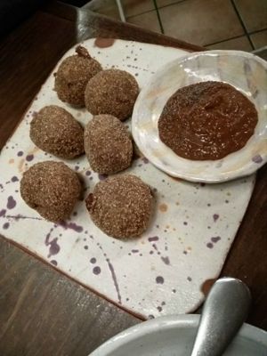 croquetas with spicy sauce at La Encomienda in Madrid