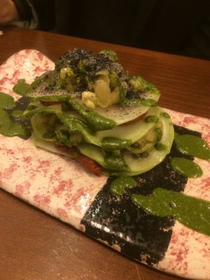 Raw kohlrabi lasagne at La Encomienda in Madrid