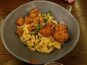 Pasta with Tempeh Nuggets at La Encomienda in Madrid