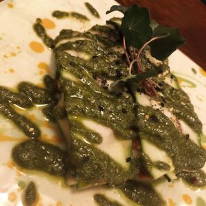 Lasagna crudivegana  at La Encomienda in Madrid