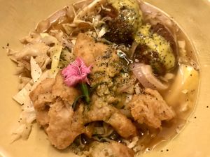 Ramen; me hubiese gustado con verduras frescas. El caldo estaba rico   at La Encomienda in Madrid