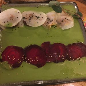 Raw veggie ravioli at La Encomienda in Madrid