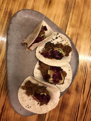 mole beet seitan tacos at La Encomienda in Madrid