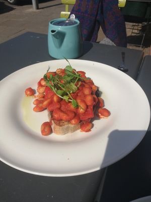 Beans on toast at Waterloo Tea in Cardiff