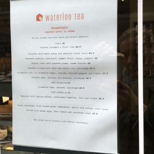 breakfast menu at Waterloo Tea in Cardiff
