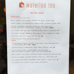 lunch menu  at Waterloo Tea in Cardiff