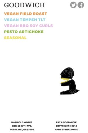 Basic menu for sandwiches at Goodwich in Portland