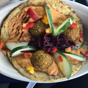 falafel arepa  at Manna Life Food in Miami