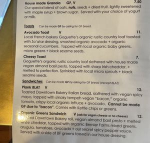 Vegan options  at Plank Coffee in Cloverdale